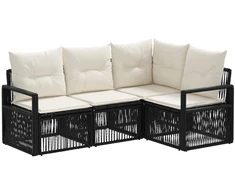 Lauko baldų komplektas Sodo Sofų Rinkinys 4 pcs Juoda poliratanas