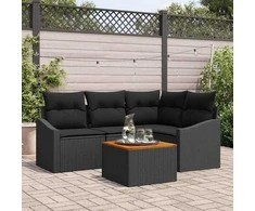 Lauko baldų komplektas Sodo Sofų Rinkinys su saugykla 5 pcs Juoda poliratanas