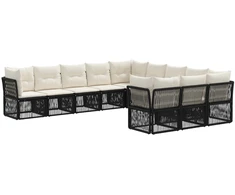 Lauko baldų komplektas Sodo Sofų Rinkinys 11 pcs Juoda poliratanas