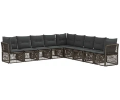 Lauko baldų komplektas Sodo Sofų Rinkinys 9 pcs Pilka poliratanas