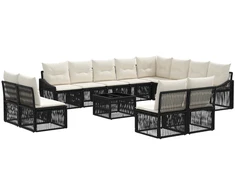 Lauko baldų komplektas Sodo Sofų Rinkinys 13 pcs Juoda poliratanas