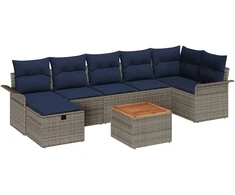 Lauko baldų komplektas Sodo Sofų Rinkinys su pagalve 8 pcs Pilka poliratanas