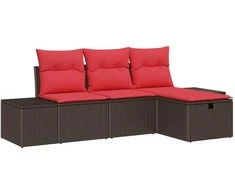 Lauko baldų komplektas Sodo Sofų Rinkinys su pagalve su saugykla 4 pcs poliratanas