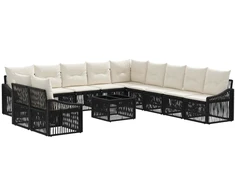 Lauko baldų komplektas Sodo Sofų Rinkinys 12 pcs Juoda poliratanas