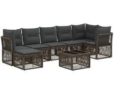 Lauko baldų komplektas Sodo Sofų Rinkinys 8 pcs Pilka poliratanas