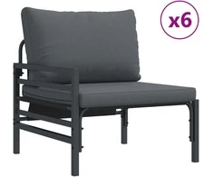 Sodo Sofų Rinkinys su pagalve 13 pcs Juoda Plienas