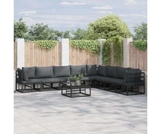Sodo Sofų Rinkinys su pagalve 8 pcs Juoda Aliuminis