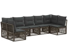 Lauko baldų komplektas Sodo Sofų Rinkinys 7 pcs Pilka poliratanas