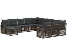 Lauko baldų komplektas Sodo Sofų Rinkinys 12 pcs Pilka poliratanas