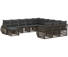 Lauko baldų komplektas Sodo Sofų Rinkinys 12 pcs Pilka poliratanas