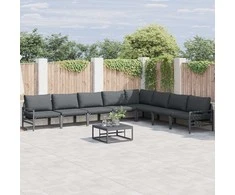 Sodo Sofų Rinkinys su pagalve 8 pcs Juoda Plienas
