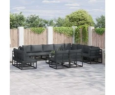 Sodo Sofų Rinkinys su pagalve 12 pcs Juoda Aliuminis