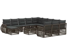 Lauko baldų komplektas Sodo Sofų Rinkinys 13 pcs Pilka poliratanas