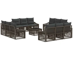 Lauko baldų komplektas Sodo Sofų Rinkinys 13 pcs Pilka poliratanas