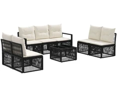 Lauko baldų komplektas Sodo Sofų Rinkinys 8 pcs Juoda poliratanas