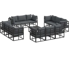 Sodo Sofų Rinkinys 13 pcs Juoda metalas