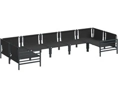 Sodo Sofų Rinkinys su pagalve 7 pcs Juoda Plienas