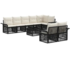 Lauko baldų komplektas Sodo Sofų Rinkinys 9 pcs Juoda poliratanas