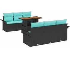 Lauko baldų komplektas Sodo Sofų Rinkinys su saugykla 7 pcs Juoda Poli ratanas