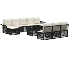 Lauko baldų komplektas Sodo Sofų Rinkinys 11 pcs Juoda poliratanas
