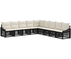 Lauko baldų komplektas Sodo Sofų Rinkinys 9 pcs Juoda poliratanas