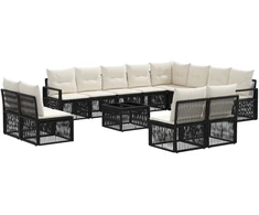 Lauko baldų komplektas Sodo Sofų Rinkinys 13 pcs Juoda poliratanas
