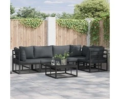 Sodo Sofų Rinkinys su pagalve 5 pcs Juoda Aliuminis