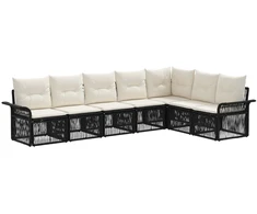 Lauko baldų komplektas Sodo Sofų Rinkinys 7 pcs Juoda poliratanas