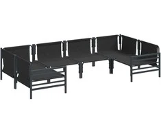 Sodo Sofų Rinkinys su pagalve 6 pcs Juoda Plienas