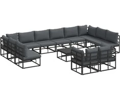 Sodo Sofų Rinkinys su pagalve 13 pcs Juoda Aliuminis