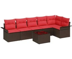 Lauko baldų komplektas Sodo Sofų Rinkinys su saugykla 7 pcs Ruda poliratanas