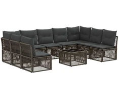 Lauko baldų komplektas Sodo Sofų Rinkinys 10 pcs Pilka poliratanas