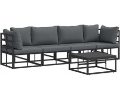 Lauko baldų komplektas Sodo Sofų Rinkinys 5 pcs Juoda metalas
