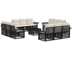 Lauko baldų komplektas Sodo Sofų Rinkinys 13 pcs Juoda poliratanas