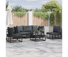 Sodo Sofų Rinkinys su pagalve 5 pcs Juoda Aliuminis