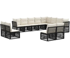 Lauko baldų komplektas Sodo Sofų Rinkinys 12 pcs Juoda poliratanas