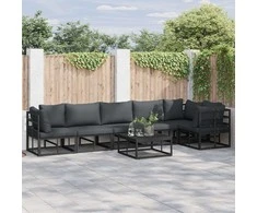 Sodo Sofų Rinkinys su pagalve 7 pcs Juoda Aliuminis