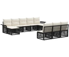 Lauko baldų komplektas Sodo Sofų Rinkinys 10 pcs Juoda poliratanas