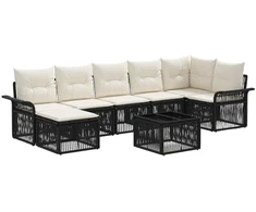 Lauko baldų komplektas Sodo Sofų Rinkinys 8 pcs Juoda poliratanas