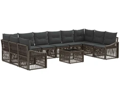 Lauko baldų komplektas Sodo Sofų Rinkinys 11 pcs Pilka poliratanas