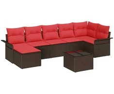 Lauko baldų komplektas Sodo Sofų Rinkinys su saugykla 8 pcs Ruda poliratanas