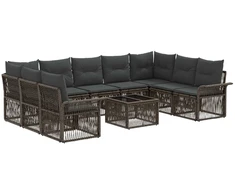 Lauko baldų komplektas Sodo Sofų Rinkinys 10 pcs Pilka poliratanas