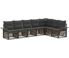 Lauko baldų komplektas Sodo Sofų Rinkinys 7 pcs Pilka poliratanas