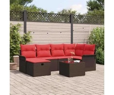 Lauko baldų komplektas Sodo Sofų Rinkinys su pagalve su saugykla 7 pcs Poli ratanas