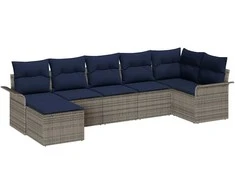 Lauko baldų komplektas Sodo Sofų Rinkinys su saugykla 7 pcs Šviesiai pilka poliratanas