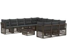 Lauko baldų komplektas Sodo Sofų Rinkinys 12 pcs Pilka poliratanas