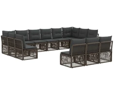 Lauko baldų komplektas Sodo Sofų Rinkinys 13 pcs Pilka poliratanas