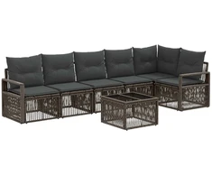 Lauko baldų komplektas Sodo Sofų Rinkinys 7 pcs Pilka poliratanas