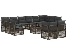 Lauko baldų komplektas Sodo Sofų Rinkinys 13 pcs Pilka poliratanas