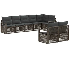 Lauko baldų komplektas Sodo Sofų Rinkinys 8 pcs Pilka poliratanas